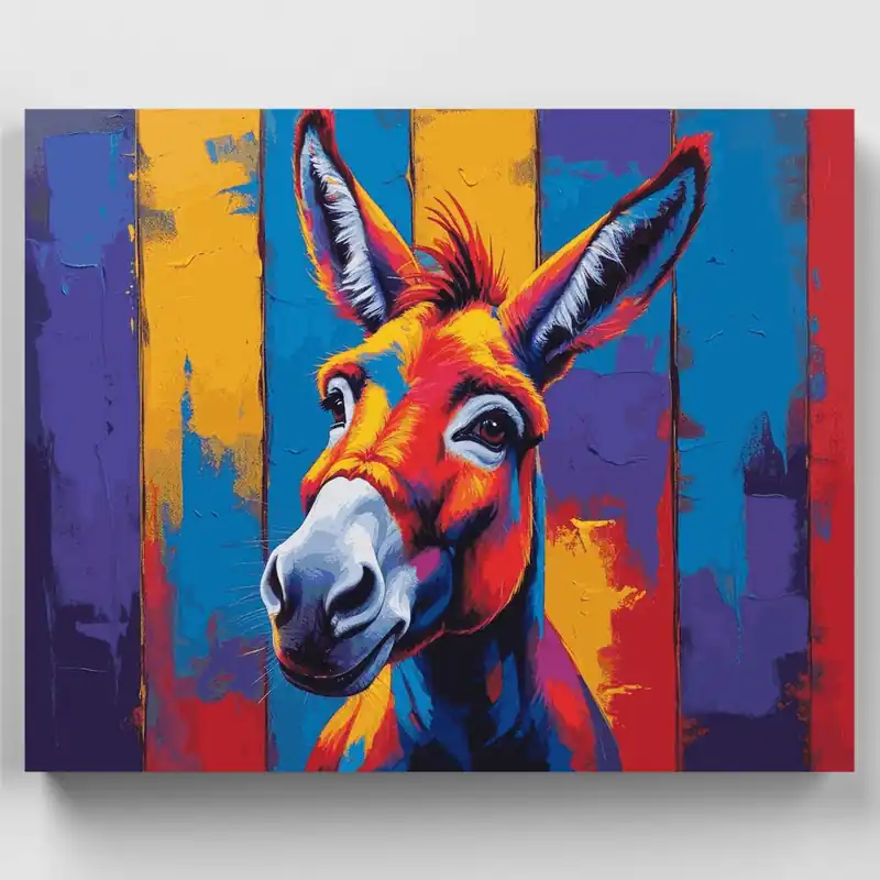 Retrato Vibrante de Burro - Kit de pintar por números - Lienzo Enrollado / 24 Colores Liquidación