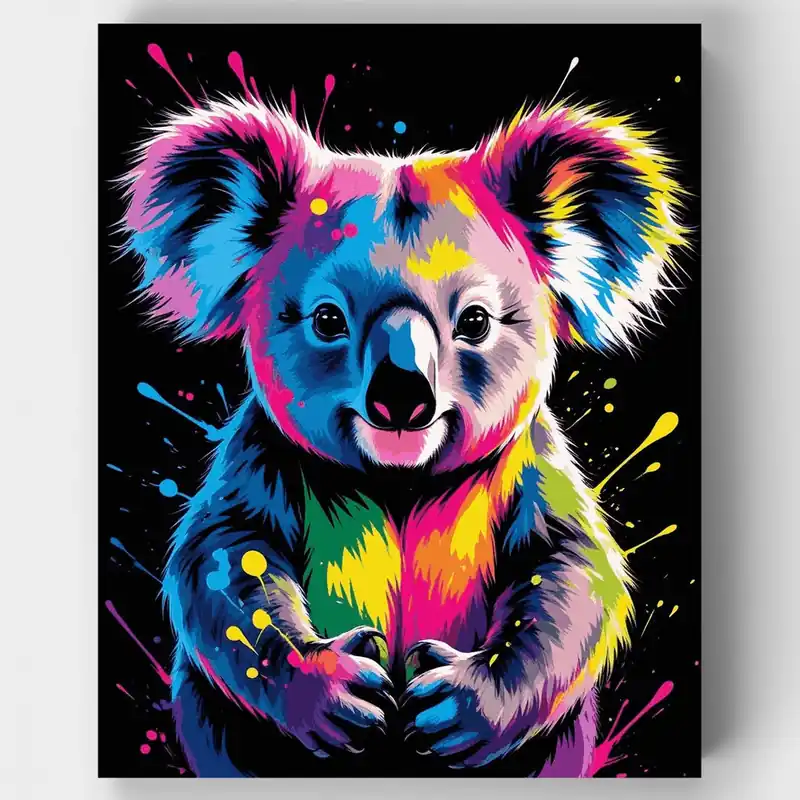 Colorful Koala - Paint by Numbers Kit - Lienzo Enrollado / 24 Colores Tendencia
