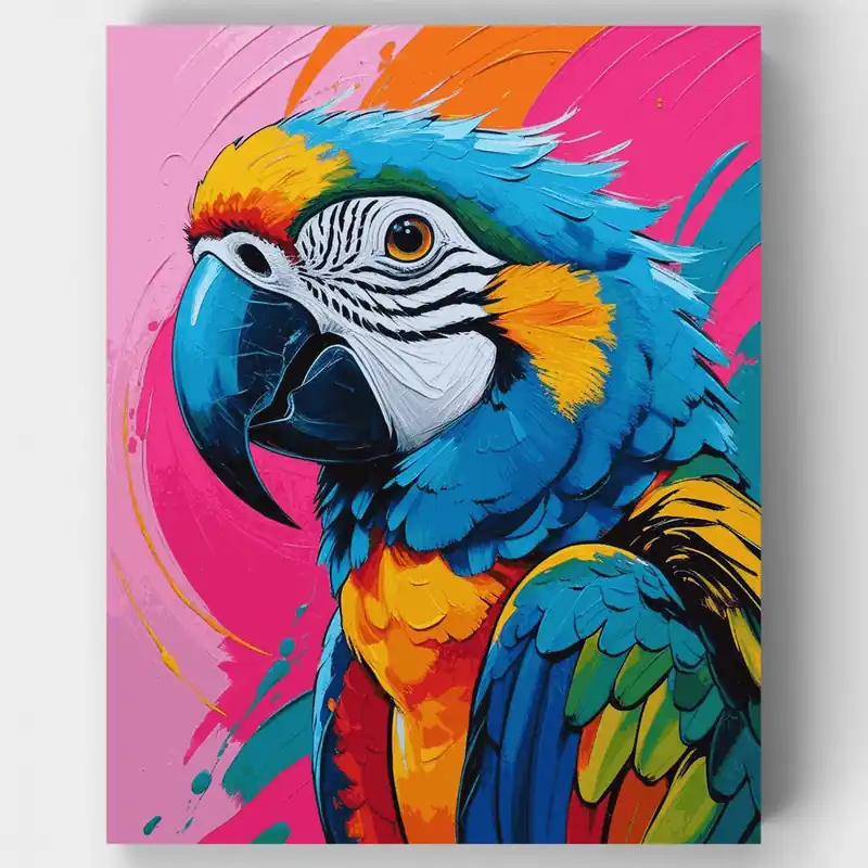 Vibrant Blue and Gold Macaw Parrot - Paint by Numbers Kit - Lienzo Enrollado / 24 Colores Última Oportunidad