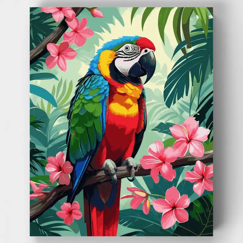 Tropical Macaw Parrot - Paint by Numbers Kit - Lienzo Enrollado / 24 Colores Pedido Al Por Mayor
