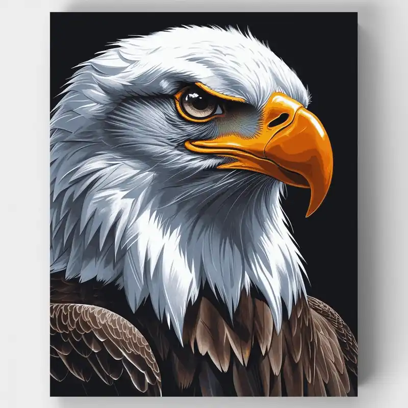 Retrato Majestuoso de Águila Calva - Kit de pintar por números - Lienzo Enrollado / 24 Colores Nuevo Modelo