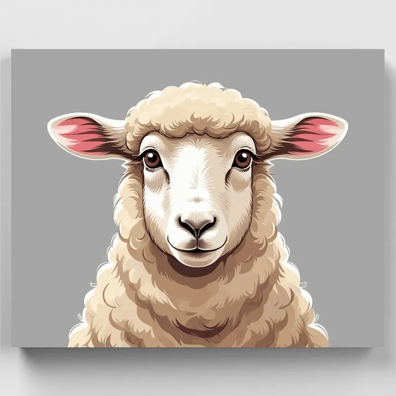 Envío Gratis Retrato de Oveja Adorable - Kit de pintar por números - Lienzo Enrollado / 24 Colores