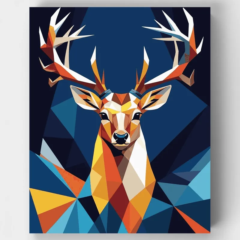 Súper Precio Ciervo Geométrico - Kit de pintar por números - Lienzo Enrollado / 24 Colores