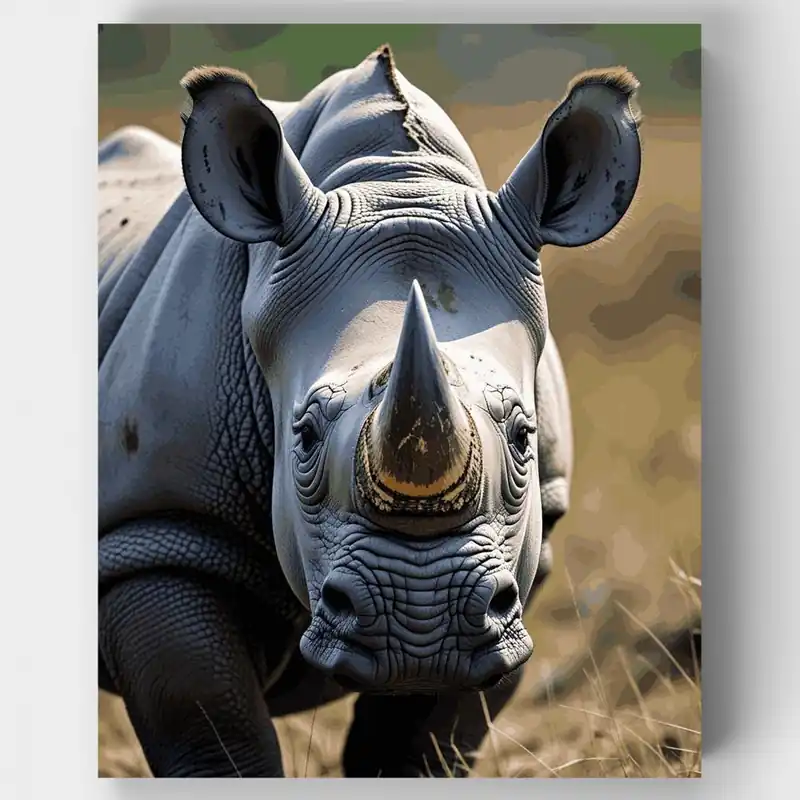 Rinoceronte Majestuoso - Kit de pintar por números - Lienzo Enrollado / 24 Colores Últimas Unidades