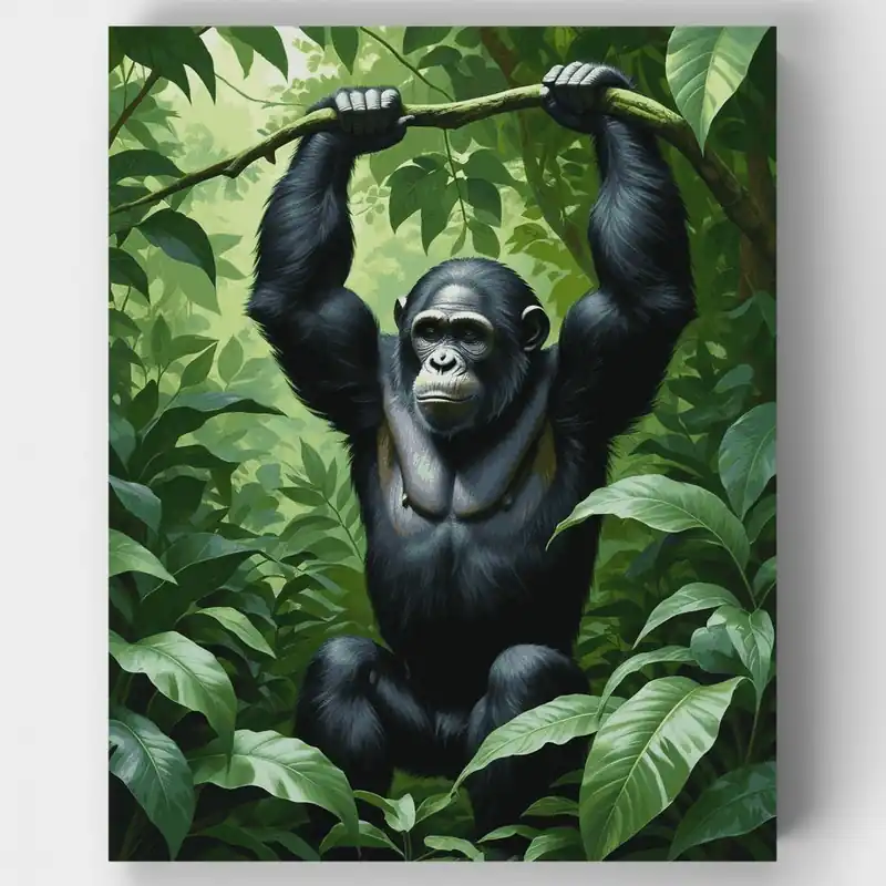 Chimpancé en la Jungla - Kit de pintar por números - Lienzo Enrollado / 24 Colores Stock Limitado