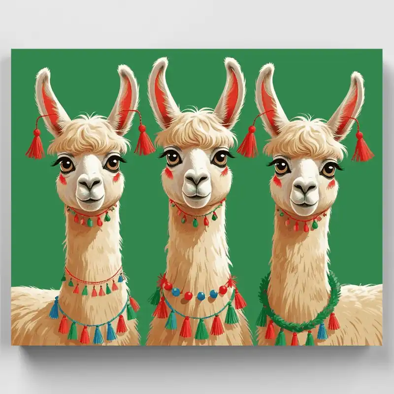 Marca Reconocida Llamas Festivas - Kit de pintar por números - Lienzo Enrollado / 24 Colores