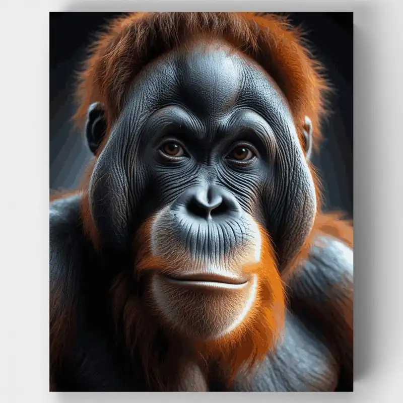 Retrato de Orangután - Kit de pintar por números - Lienzo Enrollado / 24 Colores Precio De Oferta