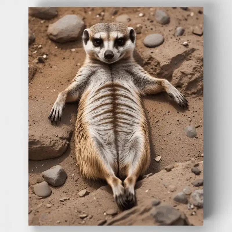 Suricata Relajada - Kit de pintar por números - Lienzo Enrollado / 24 Colores Auténtico