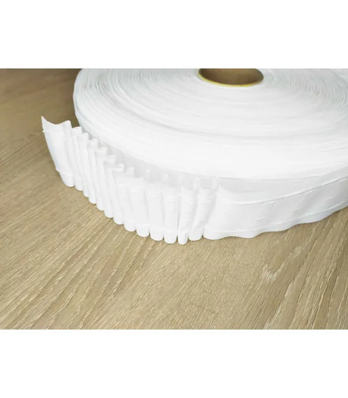 Garantía De Devolución De Dinero Cinta de Cortina Automática 68mm - 150 metros - Color Blanco o Beige - Blanco