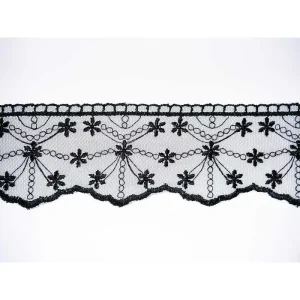 Tul Bordado - Ancho 6cm - Pieza 25 metros - 3 colores - Negro Rebajas