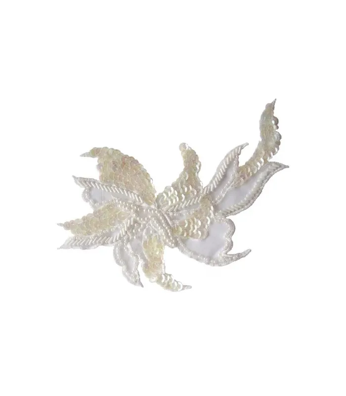 Barato Aplicación de lentejuela - 16 x 11 cm - Color blanco