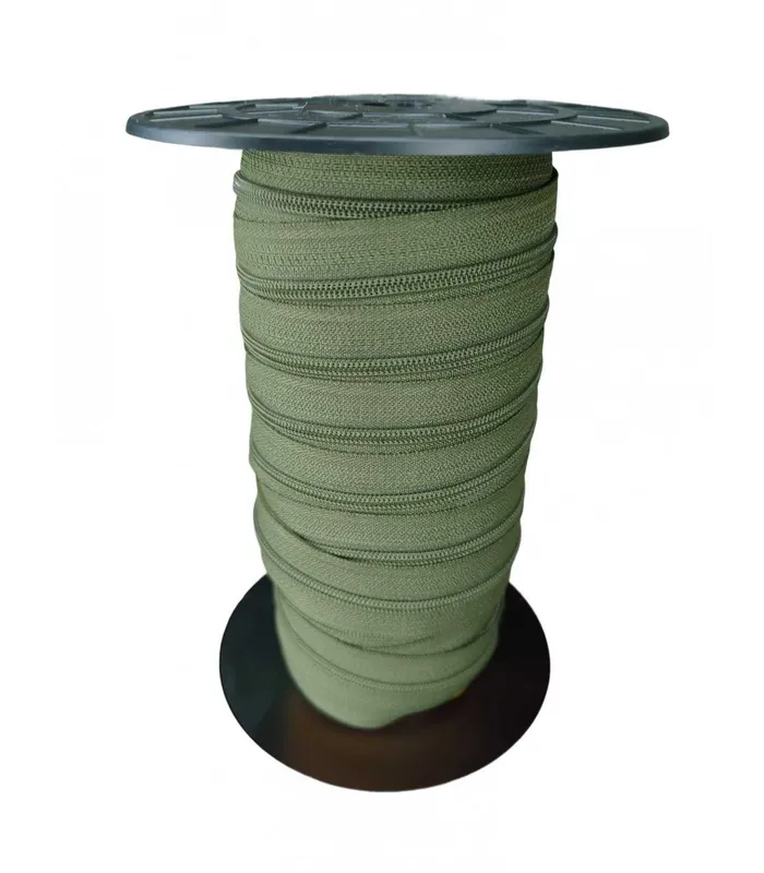 Envío Internacional Rollo 50 Mts Cremallera - Malla 3 (2,5 cm ancho) - Color Caqui