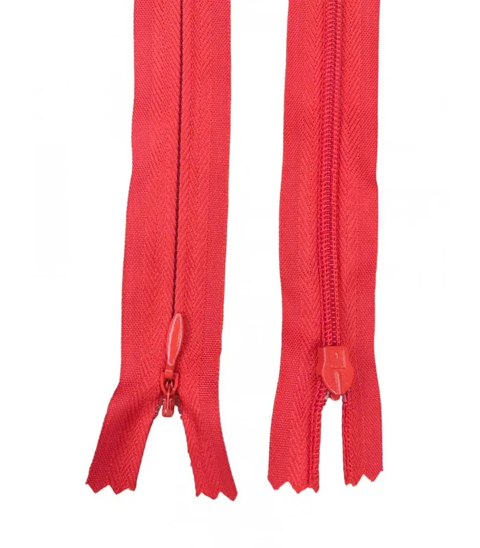 Cremallera invisible 22cm - Varios Colores (paquete de 20 y 100 unidades) - Rojo Profesional