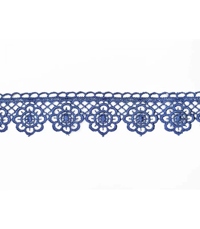 Compra Hoy Puntilla de Guipur - Ancho 2cm - 3 Colores - Pieza de 8 metros - Azul Marino