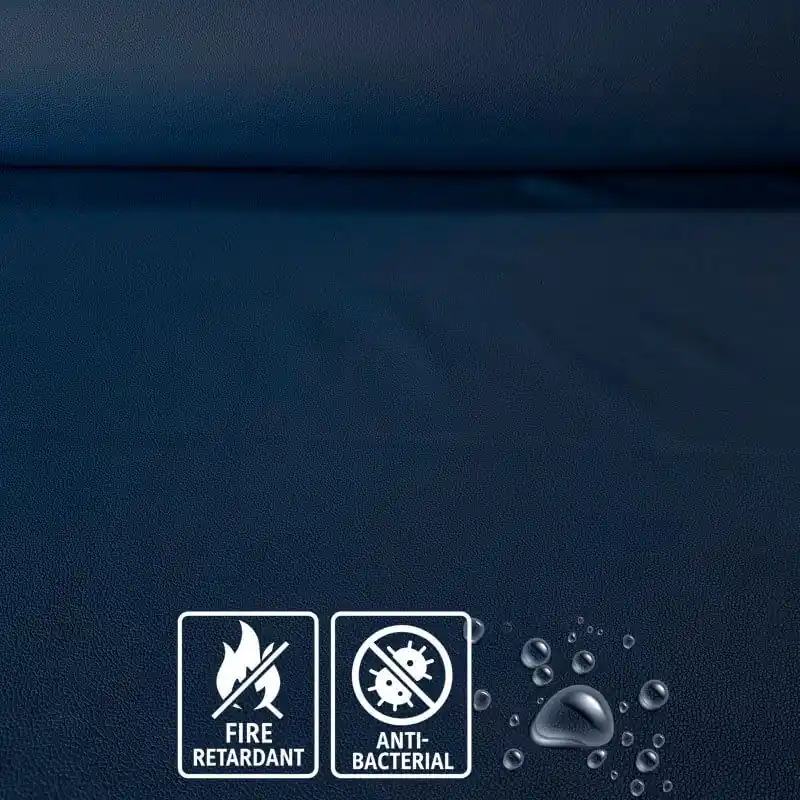 Alta Calidad Tela de Polipiel Ignífuga y Antibacteriana Azul Marino (ancho 1,40M)
