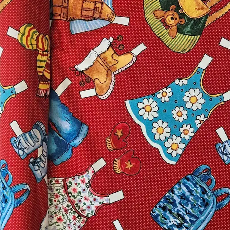 Hecho A Mano Tela de Popelín Roja 100% Algodón Ropa de Muñecas de Papel (ancho 1,10M)
