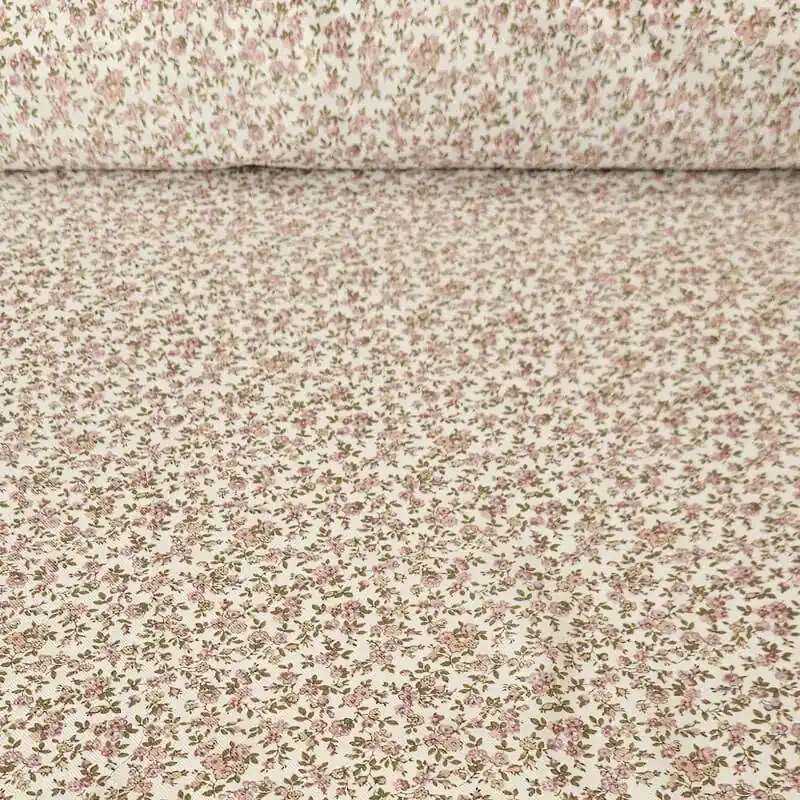 Tela de Viella Blanca Flores Liberty Rosa (ancho 1,50M) Súper Precio