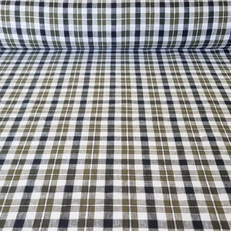 Tela Camisera Cruda Cuadro Escocés Efecto Lino (ancho 1,50M) Nueva Colección