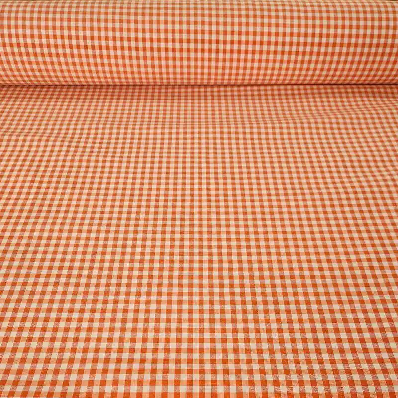 Artesanal Tela de Lona Cruda Tejida Vichy Naranja Pequeño (ancho 2,80M)