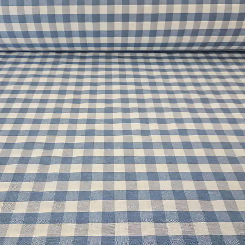 Tela de Lona Cruda Tejida Vichy Azul Azafata Medio (ancho 2,80M) A Buen Precio