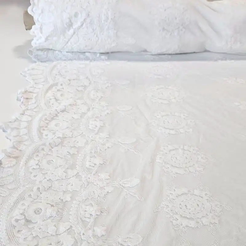 Promoción Exclusiva Tela de Tull Blanca y Blondas Bordadas (ancho 1,25M)