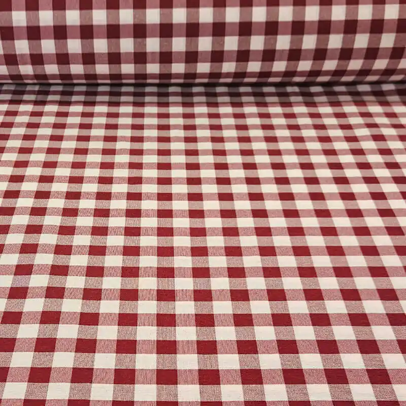 Tela de Lona Cruda Tejida Vichy Burdeos Medio (ancho 2,80M) Imprescindible (Must-Have)