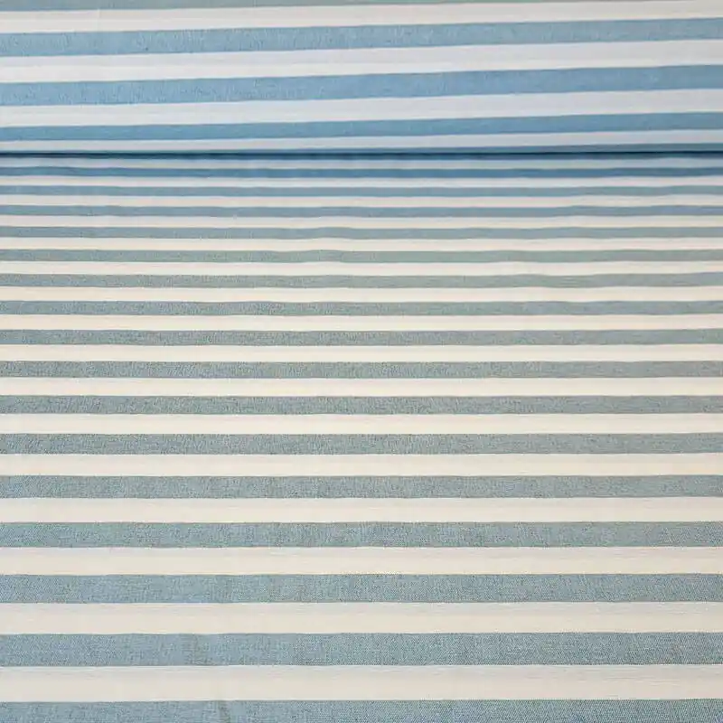 A Buen Precio Tela de Lona Cruda Tejida Raya Vichy Azul Mar Medio (ancho 2,80M)