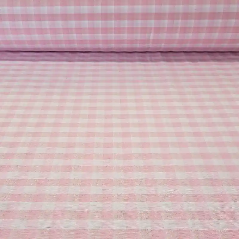 Ocasión Especial Tela de Lona Cruda Tejida Vichy Rosa Medio (ancho 2,80M)