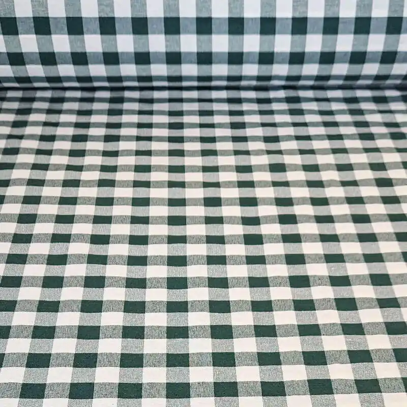 Popular Tela de Lona Cruda Tejida Vichy Verde Botella Medio (ancho 2,80M)