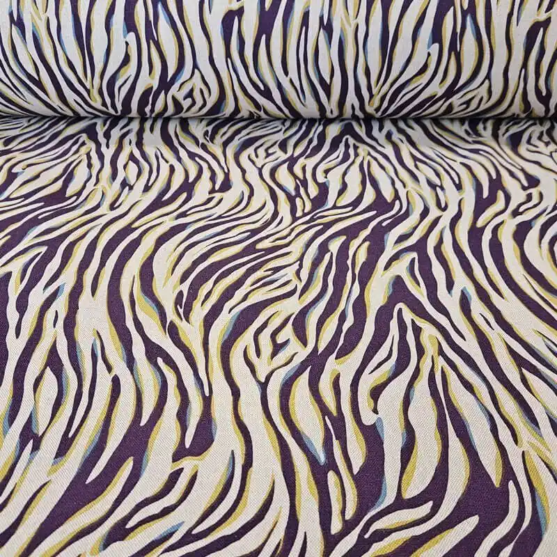 Tela de Loneta Estampada Half Panamá Beige Animal Print Morada Algodón (ancho 2,80M) Venta Final