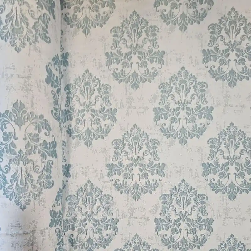 Tela de Gobelino Cruda diseño Damasco Verde Agua (ancho 2,80M) Última Versión