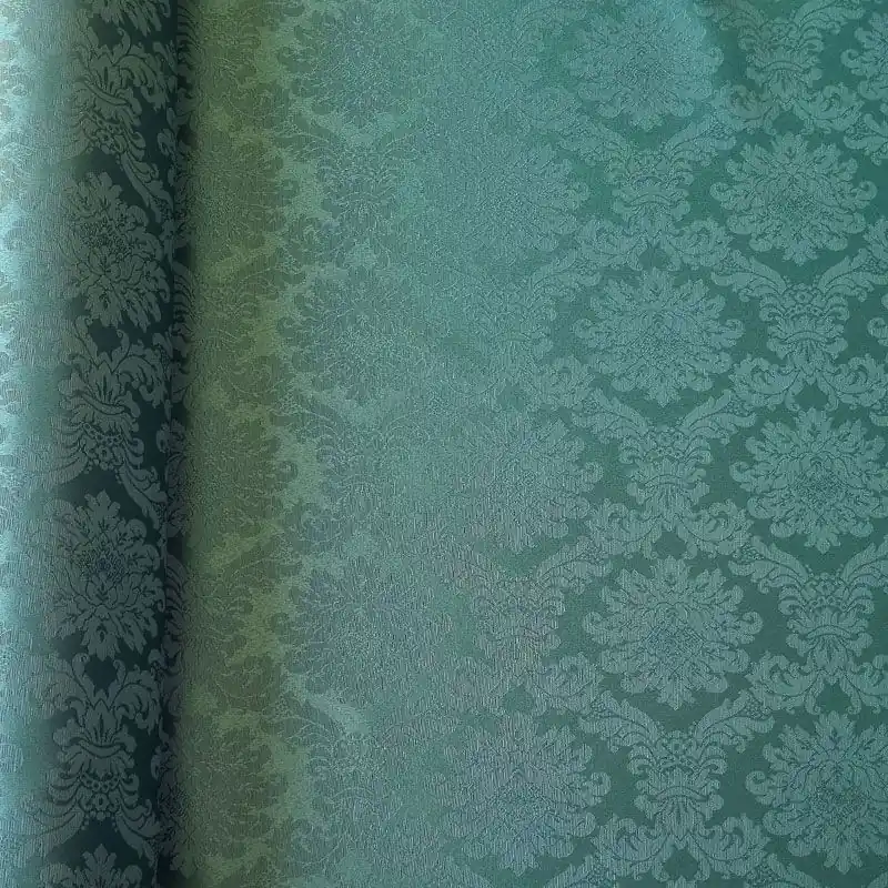 Última Oportunidad Tela de Damasco Jacquard Brocada Verde Botella Reversible (ancho 2,80M)
