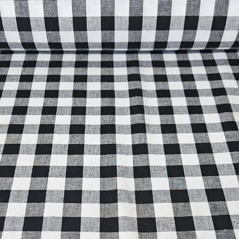 Tela de Cuadros Vichy Negra Maxi 100% Algodón (ancho 1,40M) Precio Reducido