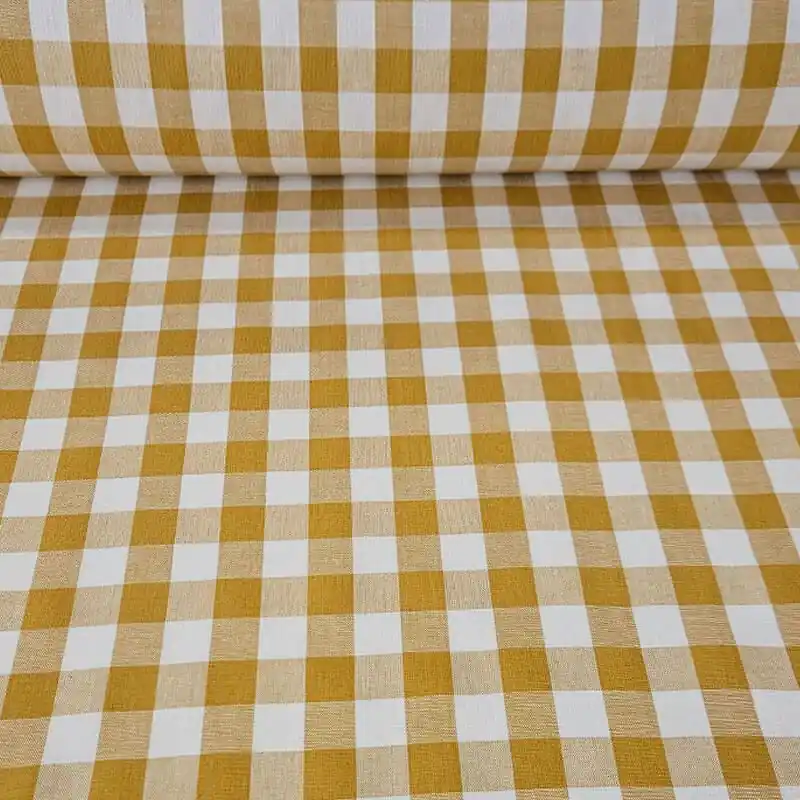 Tela de Cuadros Vichy Mostaza Maxi 100% Algodón (ancho 1,40M) Promoción Exclusiva