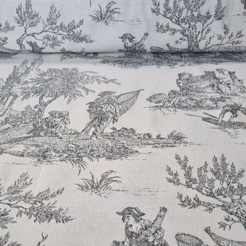 Directo De Fábrica Tela de Loneta Half Panamá Cruda Toile de Jouy Negra 100% Algodón (ancho 2,80M)