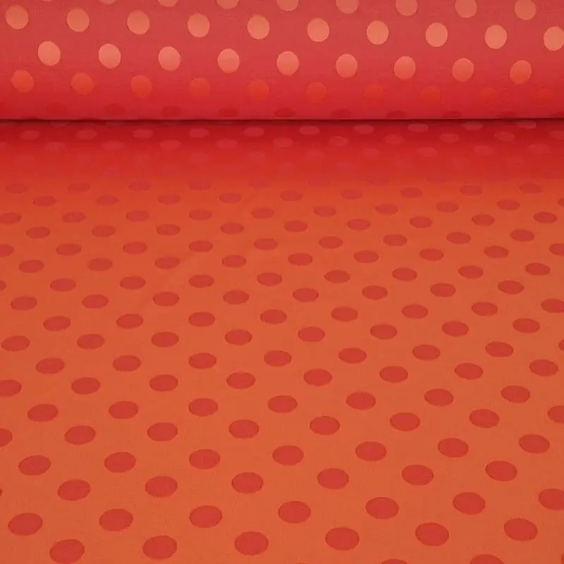 Solo Por Tiempo Limitado Tela de Satén Jacquard Naranja Lunares 1,5cm Reversible (ancho 1,45M)