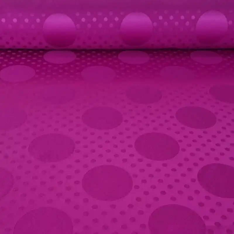 Tela de Satén Jacquard Buganvilla Lunares 6cm y 0,5cm Reversible (ancho 1,45M) Últimas Unidades