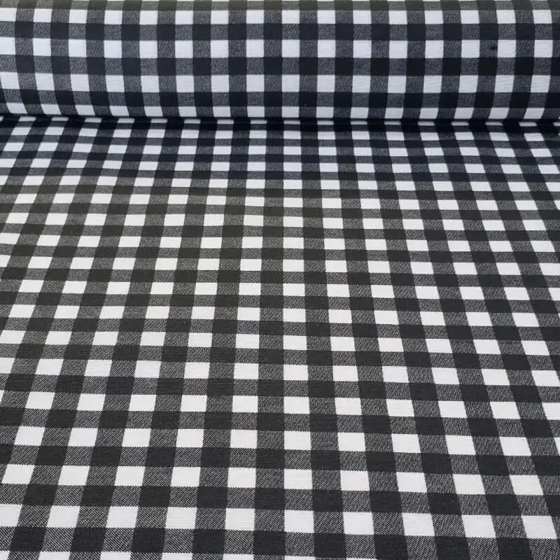 Tela de Mantelería Resinada Antimanchas Vichy Negra (ancho 1,40M) Rebajas