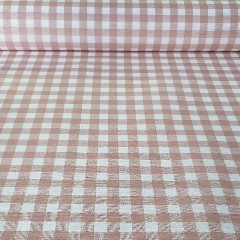 Tela de Mantelería Resinada Antimanchas Vichy Rosa Bebé (ancho 1,40M) Auténtico