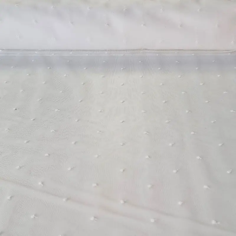 Tela de Tul Marfil Plumetis con Blondas Bordadas (ancho 1,38M) Exclusivo