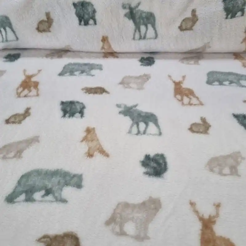 Tela de Coralina Cruda Animalitos (ancho 1,55M) Novedad