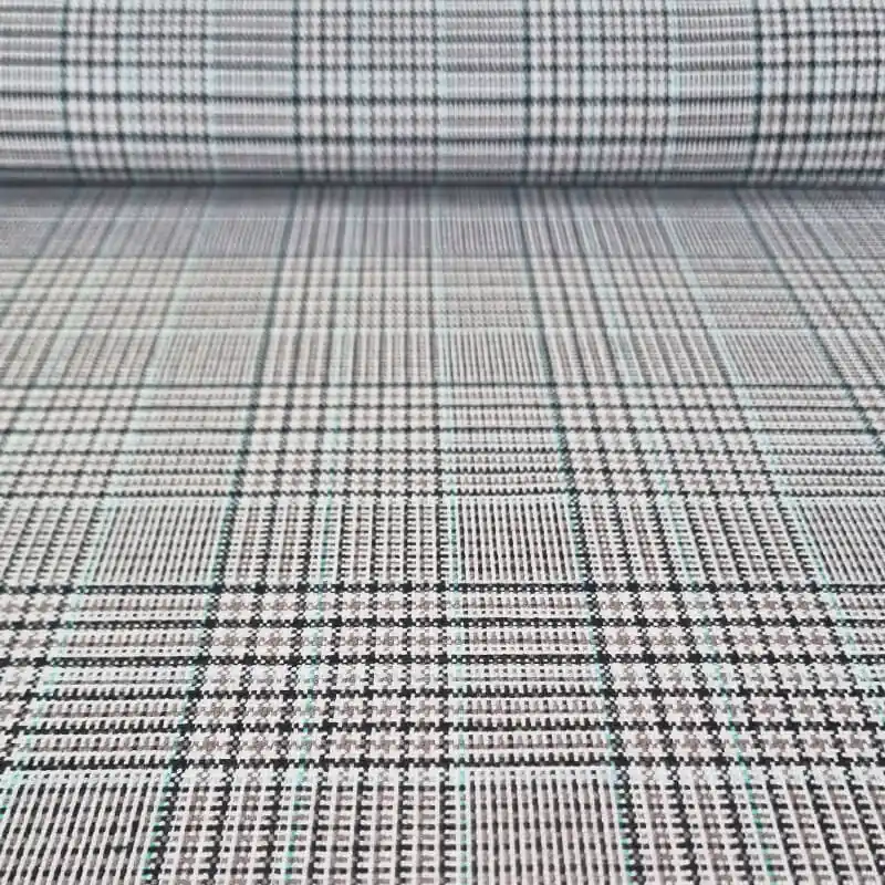 Tela Cruda Cuadros Príncipe de Gales Marrón y Gris (ancho 1,45M) Barato