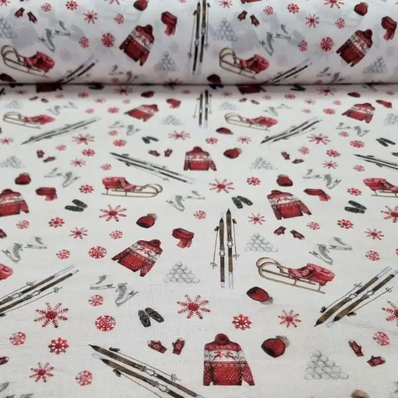 Original Tela de Batista de Algodón Blanco Navideña (ancho 1,40M)