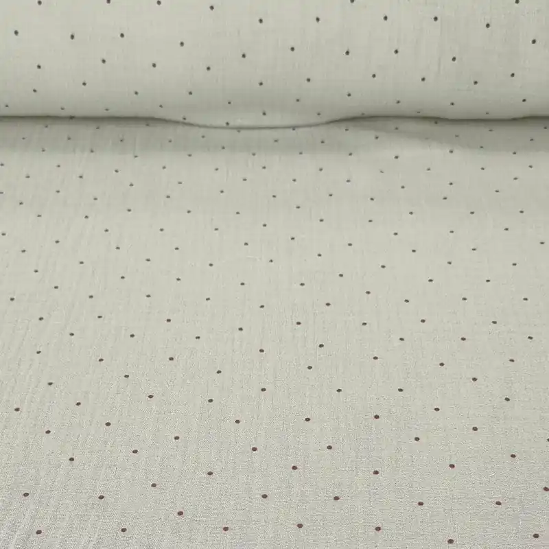 Ordena Ya Tela de Doble Gasa Bambula Verde Lunares Rojos (ancho 1,40M)