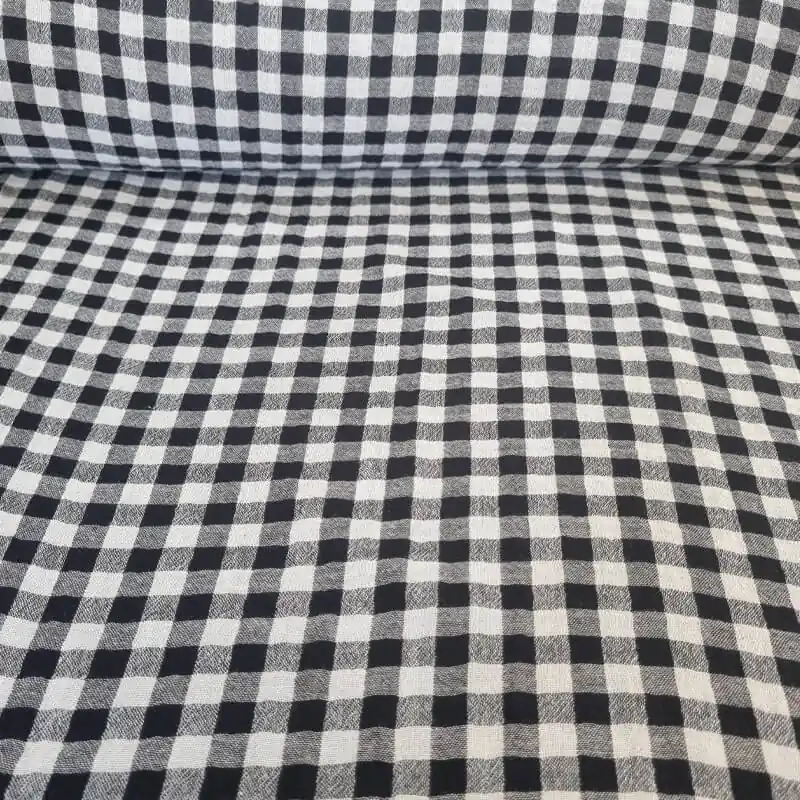 Tela de Doble Gasa Bambula Vichy Negra (ancho 1,30M) Moderno