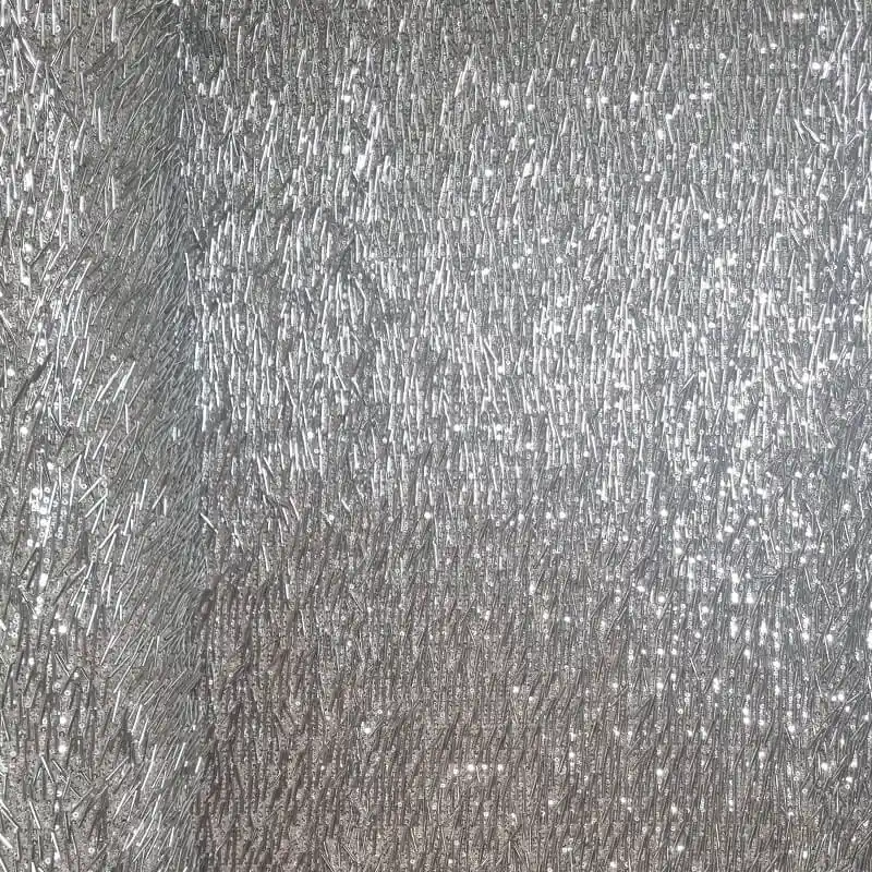 Solo Por Tiempo Limitado Tela de Tul con Lentejuelas y Cilindros Plata (Ancho 1,50M)