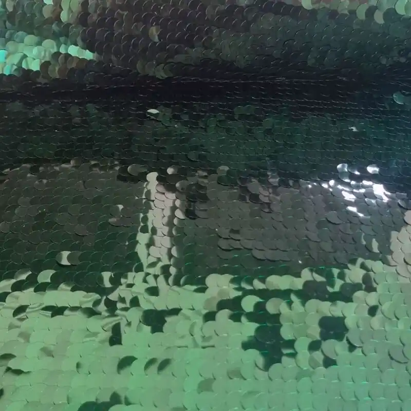 Tela de Tul con Lentejuelas de Espejo Grandes en Verde Esmeralda (Ancho 1,50M) Máxima Calidad