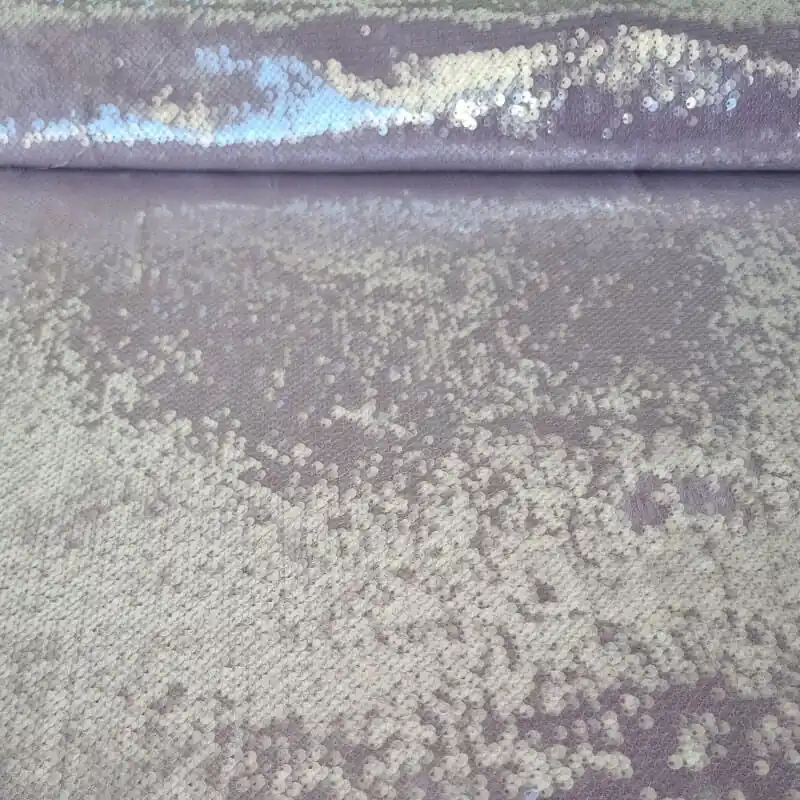 Tela de Punto Malva con Lentejuela Transparente (Ancho 1,70M) Oferta