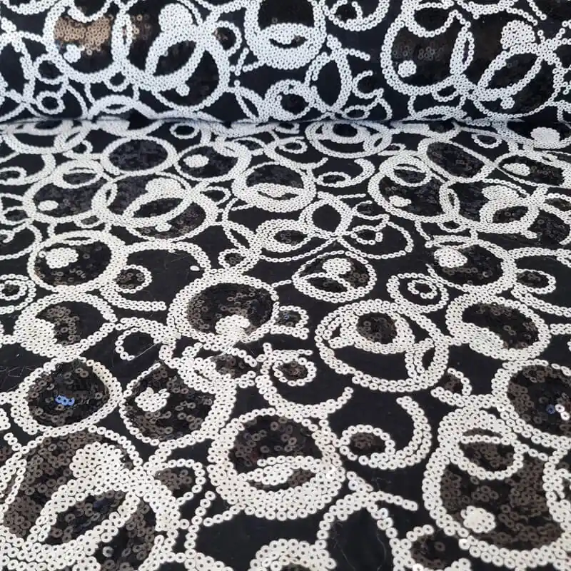 Rebajas Tela de Punto Negra con Lentejuelas Blancas (Ancho 1,50M)