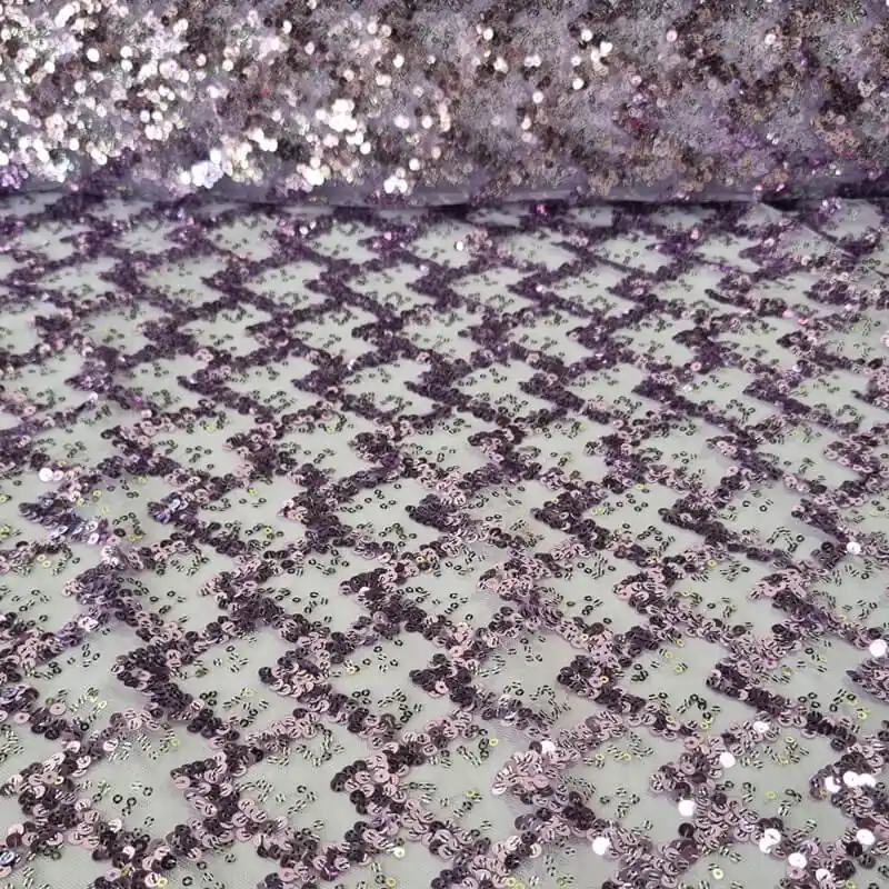 Tela de Tul Malva con Pedrería (Ancho 1,60M) Última Versión